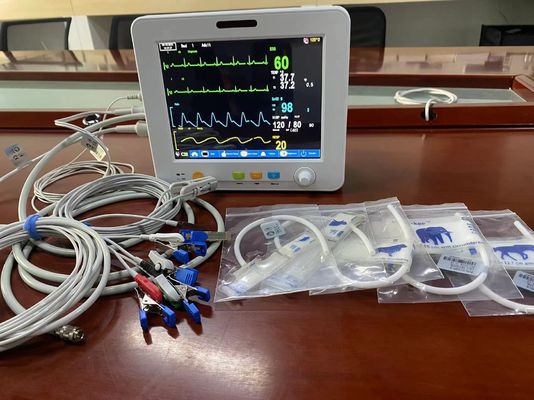 Портативный ветеринарный монитор показателей жизненно важных функций с EtCO2 ECG SPO2 NIBP и измерением Temp